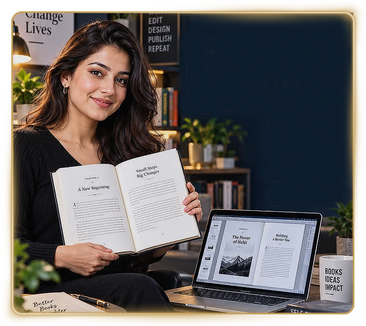 Publishing Desk with Books